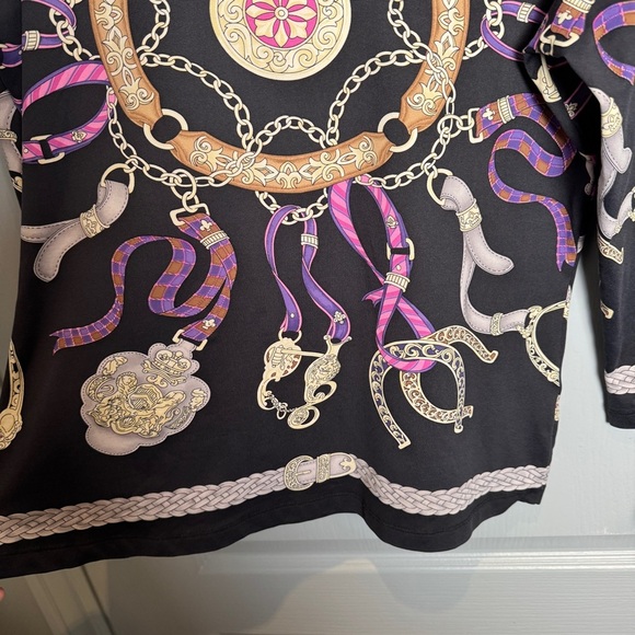 J. Mclaughlin Catalina Cloth Top Sz M Knit Signature Equestrian Print Classic - Picture 6 of 15